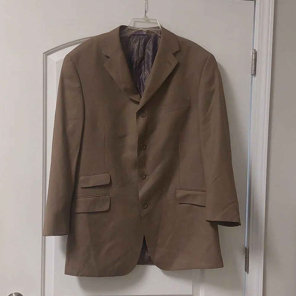 Earvin Magic Johnson Signature Brown Mini Houndstooth 4-Button Blazer Mens Sz44L